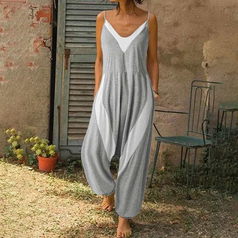 cambioprcaribe Gray / S Plus Size Harem Overall