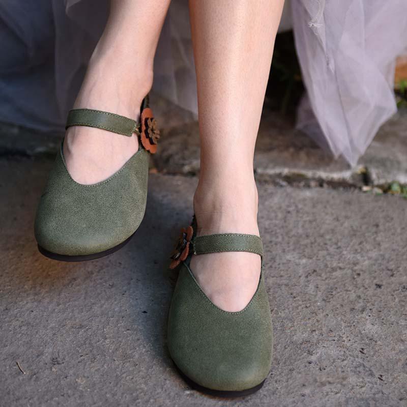 cambioprcaribe Green / 9 Handmade Retro Art Leather Shoes