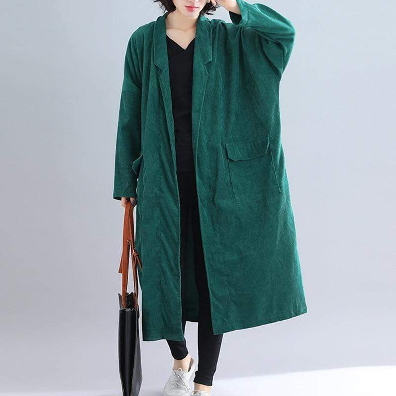cambioprcaribe Green / One Size Oversized Corduroy Coat