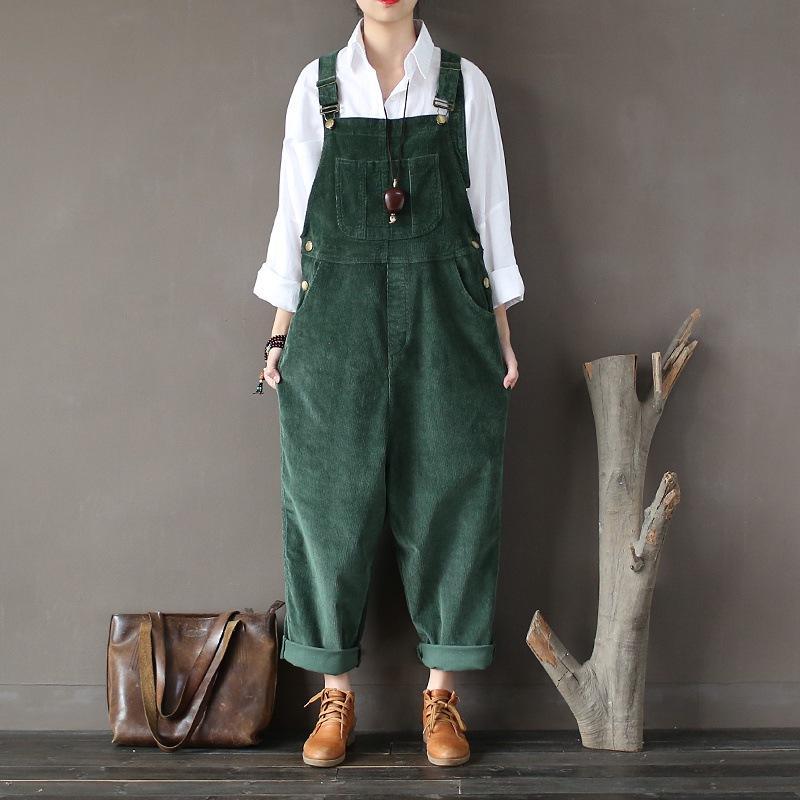 cambioprcaribe Green / One Size Plus Size 90s Corduroy Overalls