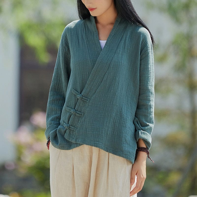 cambioprcaribe Green / One Size Yoko Cotton Linen Cardigan | Zen