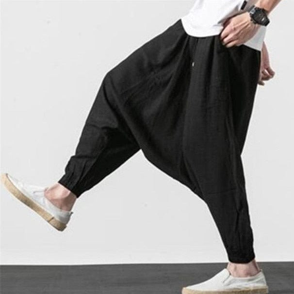 cambioprcaribe Harem Pants 6XL / black Cotton and Linen Drop Crotch Harem Pants | Lotus