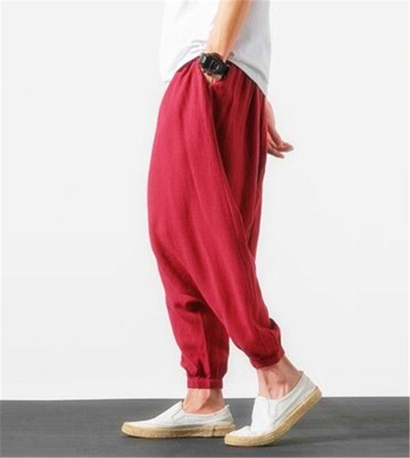 cambioprcaribe Harem Pants Cotton and Linen Drop Crotch Harem Pants | Lotus