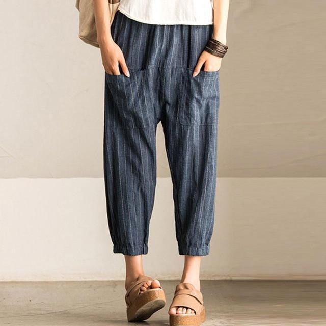 Striped Plus Size Vintage Pants  | Zen