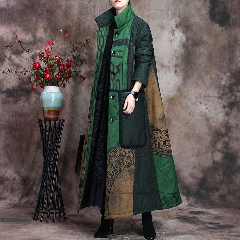 cambioprcaribe Jackets Green / One Size Vintage Abstract Patchwork Coat | Nirvana