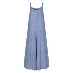 cambioprcaribe Jumpsuits S / Blue Loose Vertical Striped Denim Overalls