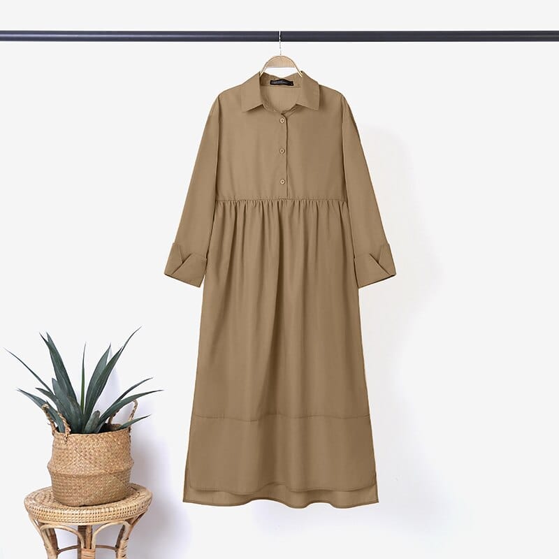 cambioprcaribe Khaki / S Plus Size Oversized Shirt Dress