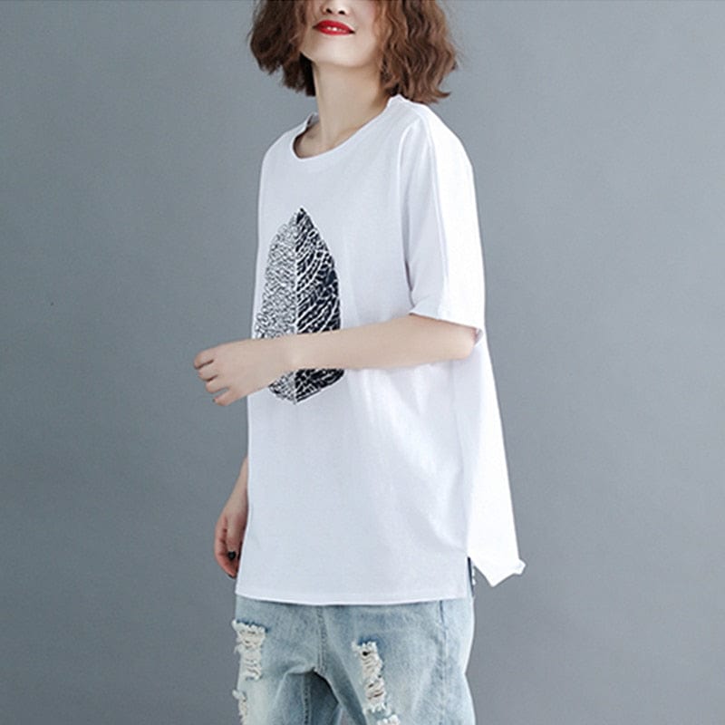 cambioprcaribe Leaf printed Oversized Cotton T-Shirt