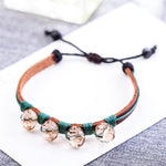 cambioprcaribe Leather Crystal Beaded Bracelet