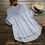 cambioprcaribe Light Blue / XL Oversized Striped Button-down Shirt