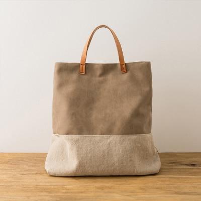 cambioprcaribe Light Brown Large Capacity Two Colors Linen Handbag