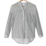 cambioprcaribe M / Gray Vintage Button Up Cotton Linen Blouse