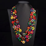 cambioprcaribe Multicolor Boho Rainbow Wood Beads Statement Necklace