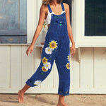 cambioprcaribe Navy blue / S Hippie Peace Floral Denim Overall