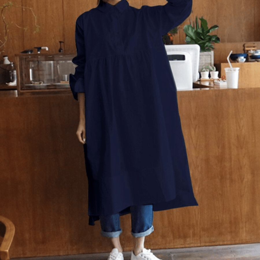 cambioprcaribe Navy Blue / XL Plus Size Oversized Shirt Dress