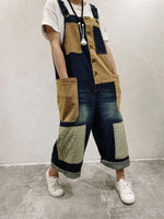 cambioprcaribe Navy / One Size Patchwork Oversized Denim Overall