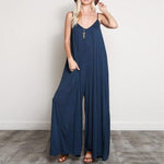 cambioprcaribe Navy / S Bohemian Wide Leg Overall