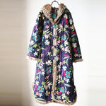 cambioprcaribe One Size / Blue Floral Long Floral Hooded Trench Coat