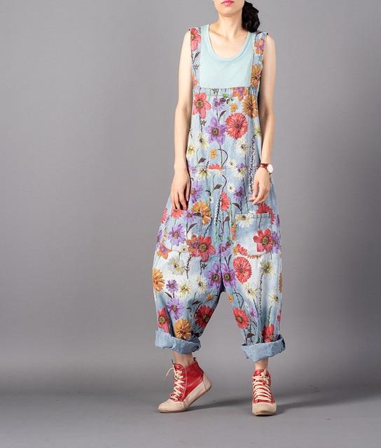 cambioprcaribe One Size Free People Floral Denim Overall