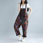 cambioprcaribe One Size / Multicolor Floral Printed Loose Denim Overall