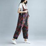 cambioprcaribe One Size / Multicolor Floral Printed Loose Denim Overall