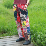 cambioprcaribe One Size / Multicolor Random Patchwork Floral Hippie Pants