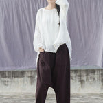 cambioprcaribe One Size / White Irregular Batwing Sleeve Fold Cotton T-Shirt | Lotus