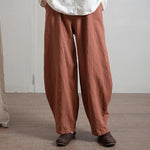 cambioprcaribe Orange / One Size Japanese Zen Cotton Linen Palazzo Pants  | Zen