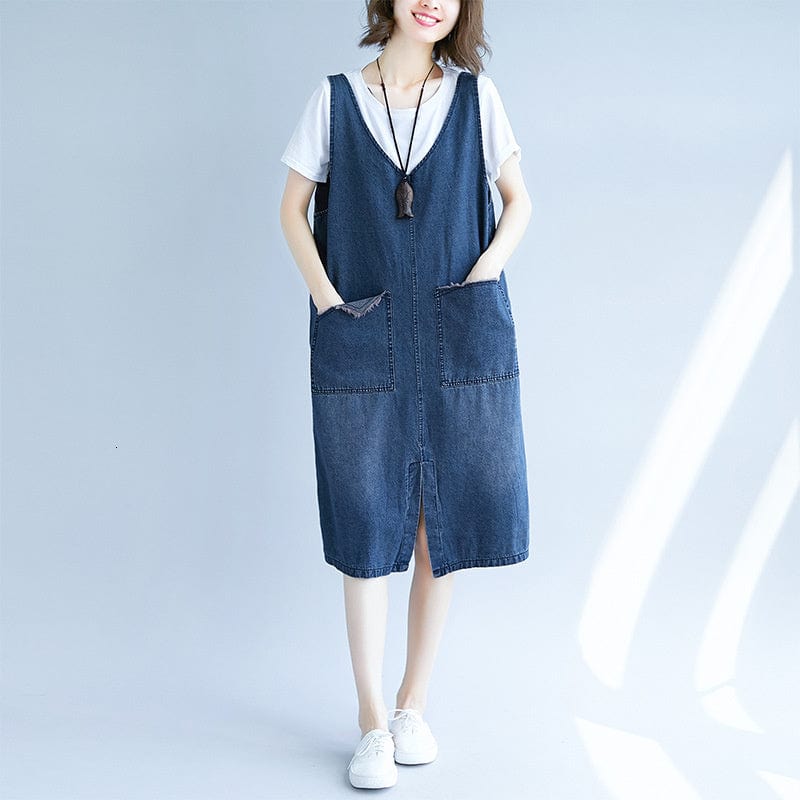 cambioprcaribe overall dress Plus Size Denim Overall Dress