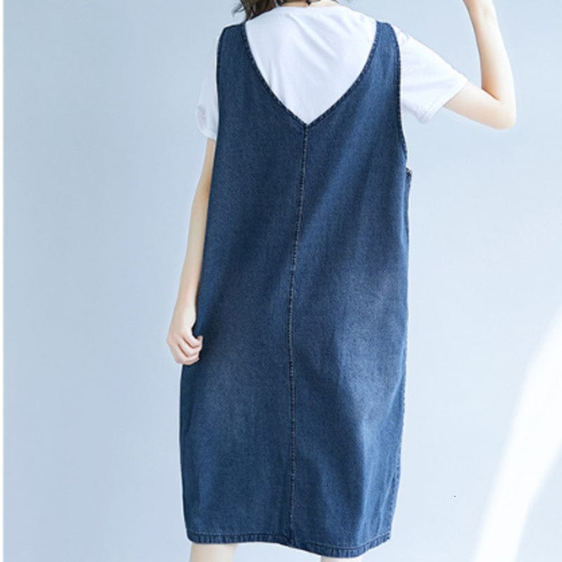cambioprcaribe overall dress Expressions Dark Blue Denim Overall Dress