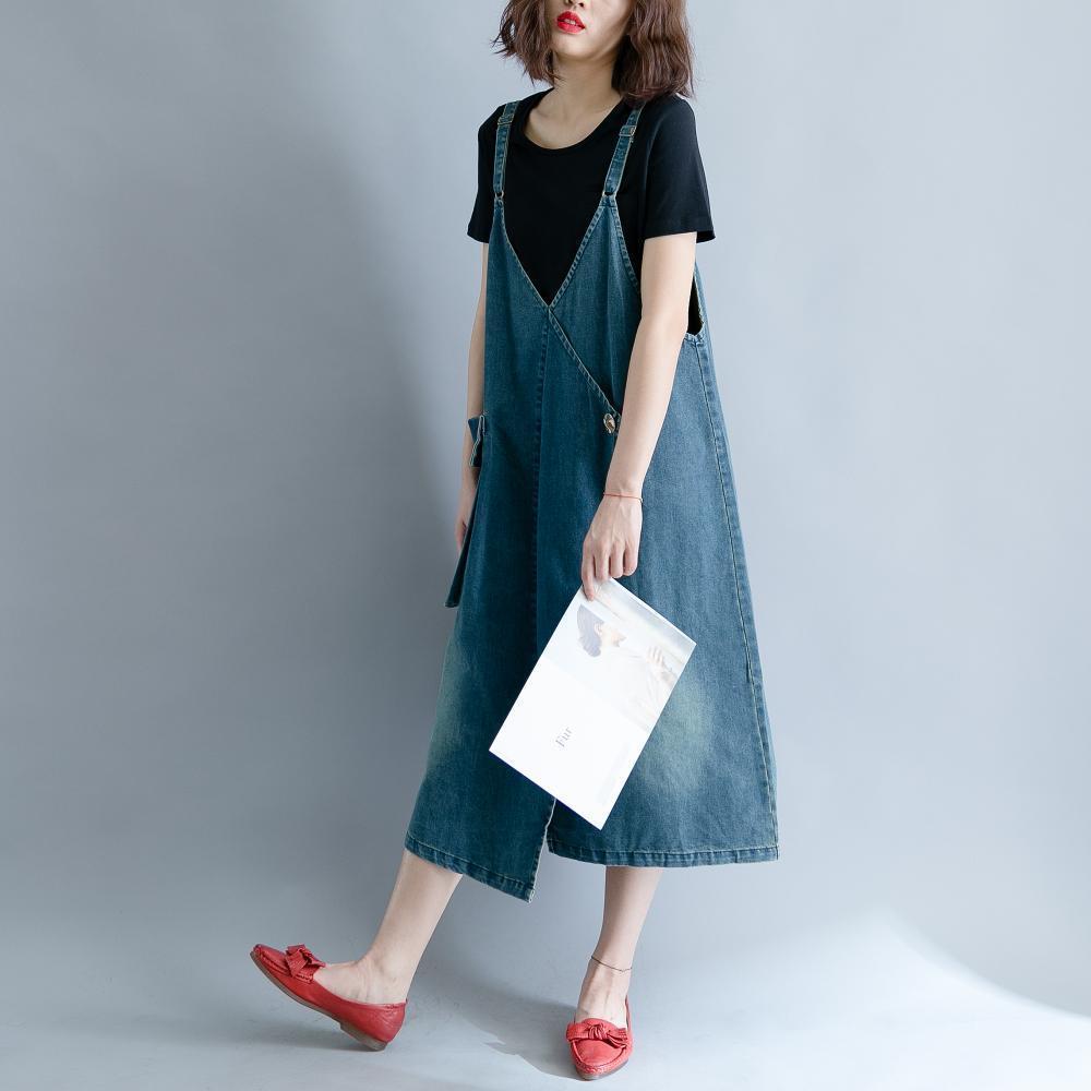cambioprcaribe overall dress Loose Denim Overall Dress