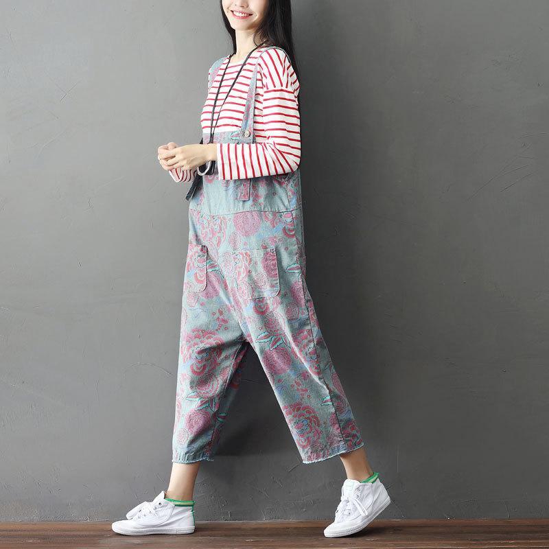 cambioprcaribe Overall Loose Floral Grey Overall