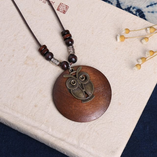 cambioprcaribe Owl Wooden Necklace