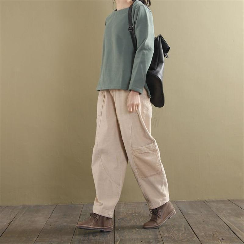 cambioprcaribe Pants Light beige / L Loose Corduroy Pants With Pockets