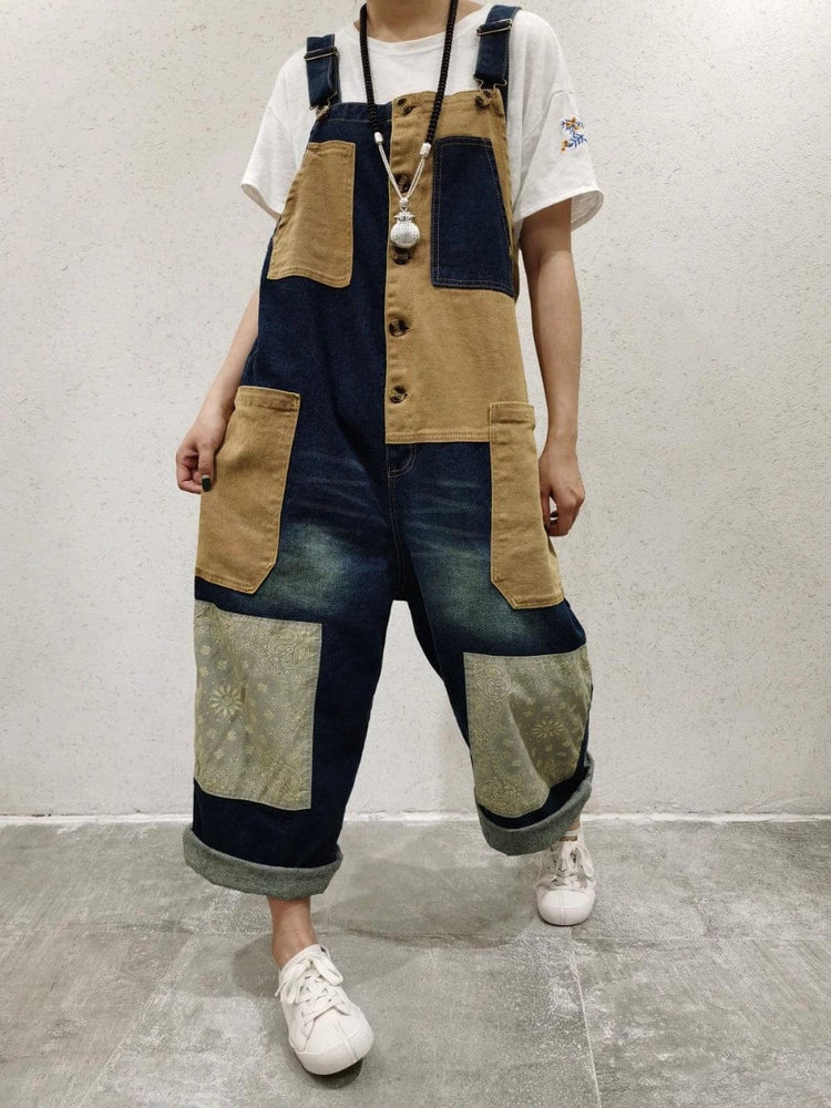 cambioprcaribe Patchwork Oversized Denim Overall