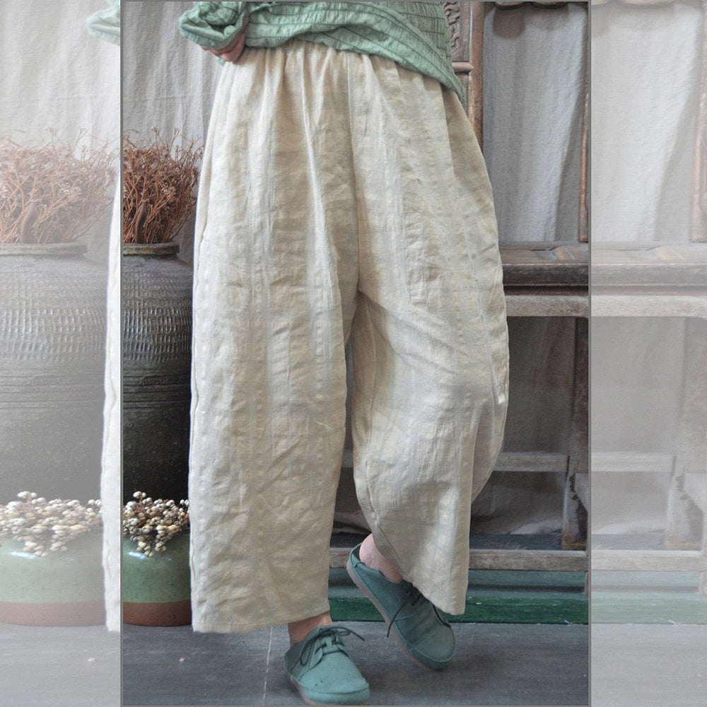 cambioprcaribe Plaid Linen Pants  | Zen