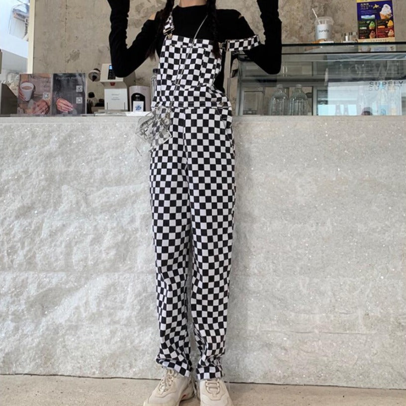 Black And White Check Vintage Overall
