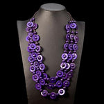 cambioprcaribe purple Boho Rainbow Wood Beads Statement Necklace