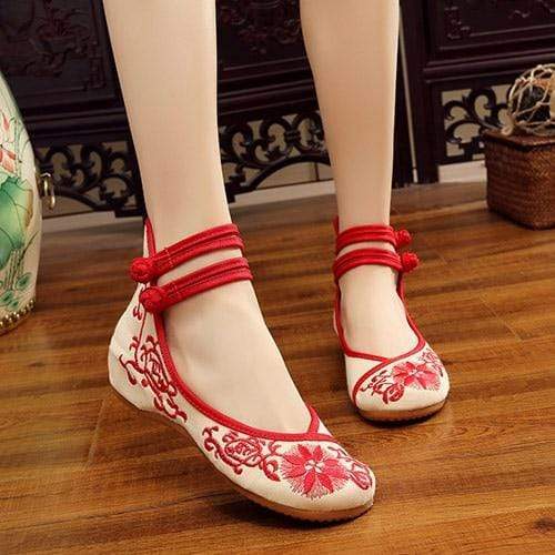 Floral Embroidered Cotton Linen Flats