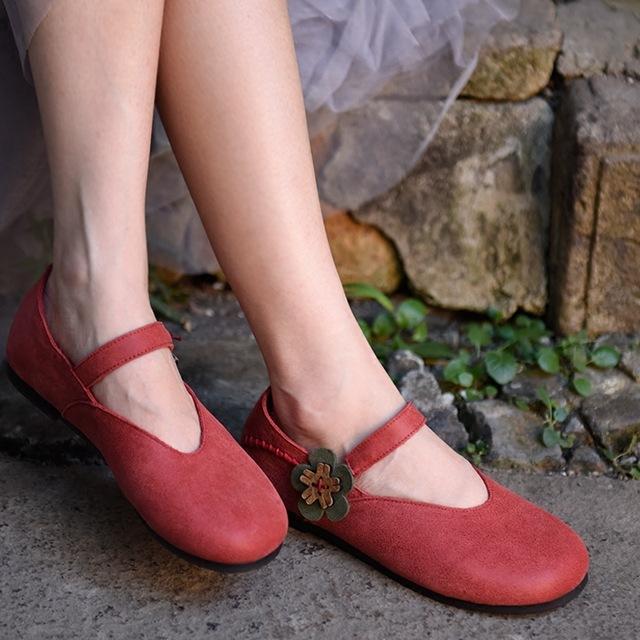 cambioprcaribe Red / 5 Handmade Retro Art Leather Shoes