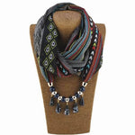 Tribal Beaded Scarf Necklace