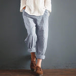 cambioprcaribe sep Vintage Cotton Linen Striped Trousers  | Zen