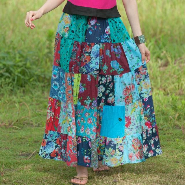 cambioprcaribe Skirts Blue / One Size Vintage Patchwork Skirt