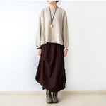 cambioprcaribe Skirts Brown / One Size Irregular Cut Retro Maxi Skirt