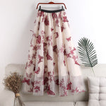 cambioprcaribe Skirts Flowers & Butterflies Asymmetrical Midi Skirt