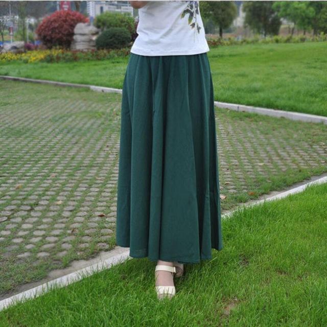 cambioprcaribe Skirts Green / One Size Cotton and Linen Maxi Skirts