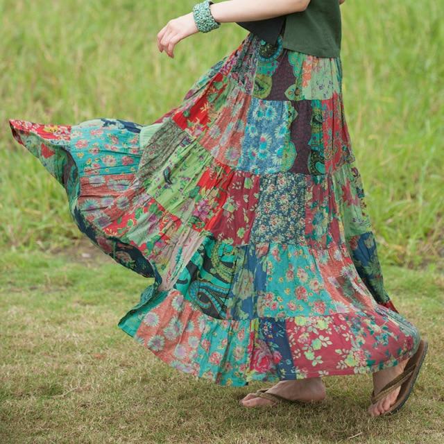 cambioprcaribe Skirts Green / One Size Vintage Patchwork Skirt