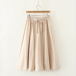 Cotton Linen Pleated Literary Skirt