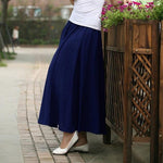 cambioprcaribe Skirts Navy Blue / One Size Cotton and Linen Maxi Skirts