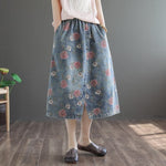 Floral Printed Denim Skirt